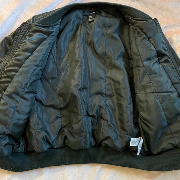 Forever 21 Black Bomber Jacket-Sleek Satin - Picture 4 of 11